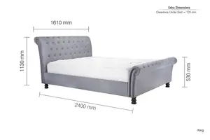 Birlea Opulence King Bed Frame In Grey