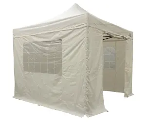 All Seasons Gazebos 3x3 Full Waterproof Pop Up Gazebo with 4 Heavyweight Side Panels and Accessories Cream