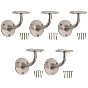 EAI Handrail Bracket Satin Nickel Pack 5 Banister Brackets Stair Banister Wall Handrail 63mm