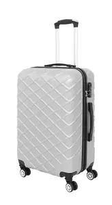 LUGGIT 3 Pcs Travel Lightweight Trolley Luggage Suitcase Set of 3 Sizes, ABS Shell - Quilted Silver White