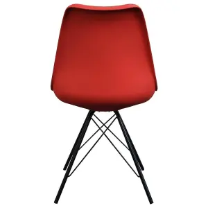 Soho Red Plastic Dining Chair with Black Metal Legs