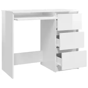 Berkfield Desk High Gloss White 90x45x76 cm Engineered Wood