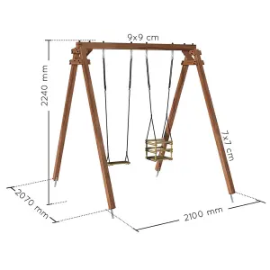 Ambre Infant & Child Double Wooden Swing Set