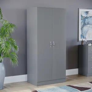 Vida Designs Riano Grey 2 Door Wardrobe (H)1700mm (W)760mm (D)470mm