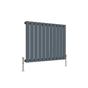 Horizontal Anthracite Single Flat Panel Radiator (H) 600 mm x (W) 748 mm, 2418 BTU.