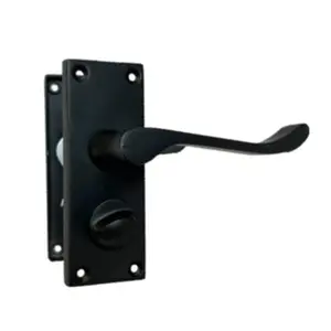 Door Handles Scroll Lever Privacy Lock - Matt Black 118 x 40mm Latch