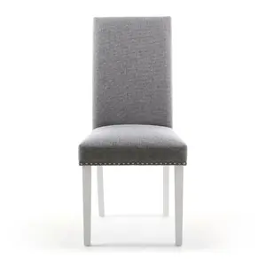 Richard Upholstered Dining Chair (Set of 2) Silver Grey Linen Effect / White