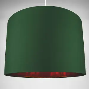 Modern Forest Green Cotton 16 Floor/Pendant Lamp Shade with Shiny Copper Inner