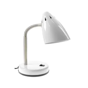 Interiors by Premier White Gloss Desk Lamp, Adjustable Living Room Desk Lamp,  Minimalistic Desk Lamp for Reading & Writing