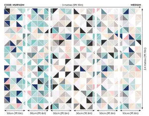 Origin Murals Pink & Green Geometric Matt Smooth Paste the Wall Mural 300cm wide x 240cm high