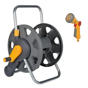 Hozelock 2475 Hose Reel Floor Standing 60m Wall Mounted & 2679 Multi Spray Gun