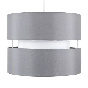 ValueLights Small Sophia Grey Ceiling Pendant Shade and B22 GLS LED 10W Warm White 3000K Bulb