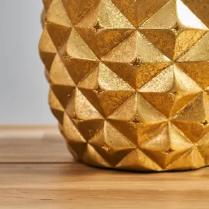 ValueLights Contemporary Pineapple Design Gold Effect Table Lamp With Beige Shade