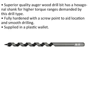 12 x 235mm Hexagonal Shank Auger Drill Bit for Woodworking