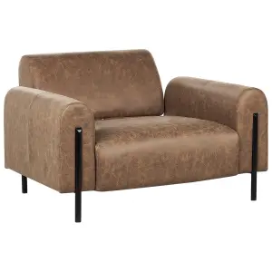 Beliani Modern Armchair ASKIM Fabric Brown