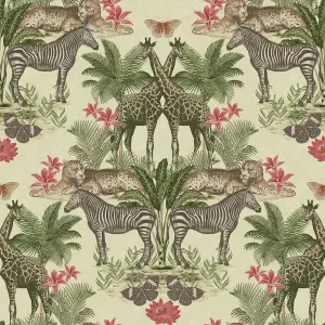 Grandeco Life Animal Kingdom Cream Wallpaper A49303