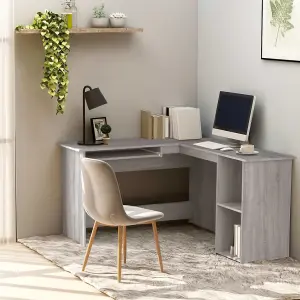 Berkfield Corner Desk Grey Sonoma 120x140x75 cm Engineered Wood