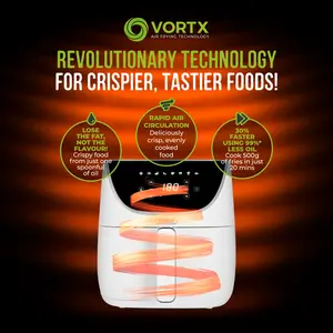 Tower Vortx Air Fryer with Digital Control Panel, 1700W, 6L White