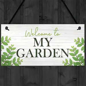 Garden Signs Welcome Plaque Hanging Summerhouse Garden Shed Sign Family Gift