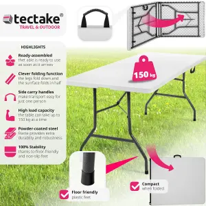 Camping Table - foldable with carry handle - white