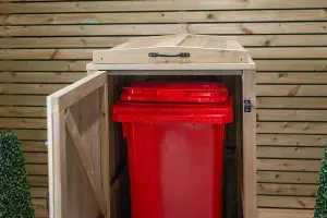 Wheelie Single Bin Store - L64 x W63 x H120 cm - Timber - Fits 1 x 140L Wheelie Bin