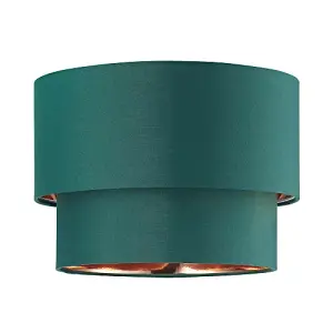 Modern 10 Forest Green Cotton Double Tier Ceiling Shade with Shiny Copper Inner