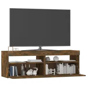 Berkfield TV Cabinet with LED Lights Smoked Oak 120x35x40 cm