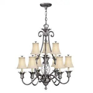 Elstead Plantation 10 Light Multi Arm Chandelier Polished Antique Nickel Finish, E14