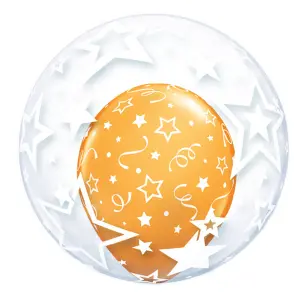 Qualatex 24 Inch Single Stylish Star Pattern Bubble Balloon Clear (One Size)