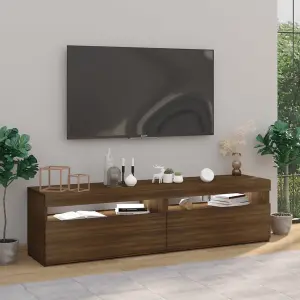 Berkfield TV Cabinet with LED Lights 2 pcs Brown Oak 75x35x40 cm