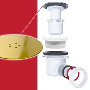 SPARES2GO Shower Trap for 90mm Tray Plug Hole 1.5" Luxury Drain Water Waste Dome Base Kit (Brushed Brass)