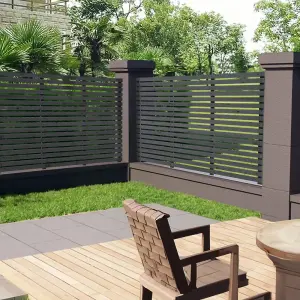 Grey Coated Garden Wood Fence Privacy Fence 180cm W x 90cm H