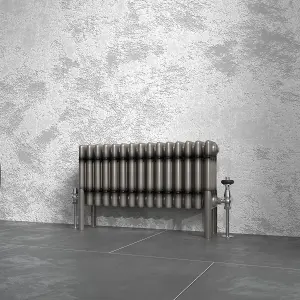 Right Radiators 300x695 mm Horizontal Traditional 4 Column Cast Iron Style Radiator Raw Metal