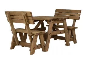 Victoria wooden picnic bench and table set, outdoor dining set with backrest (3ft, Rustic brown)