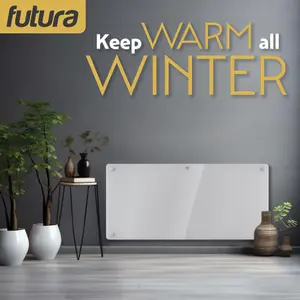 Futura Electric 2000W WIFI Glass Radiator Panel Heater White Wall Mounted or Floor Standing Bathroom Safe Timer and Thermostat