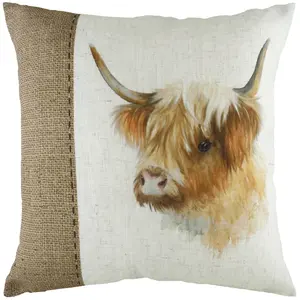 Evans Lichfield Hessian Cow Cow Rectangular Feather Rich Cushion