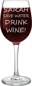 Wine Glasses - Personalised Wine Glass - Save Water Drink Wine 20.5cm (8")