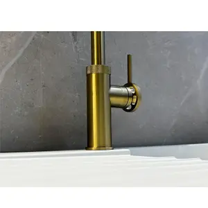 Liquida LB419BR Industrial Style Single Lever Brushed Brass Kitchen Mixer Tap