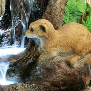 Primrose Meerkat Falls Mains Powered Outdoor Garden Water Feature with Lights H56cm