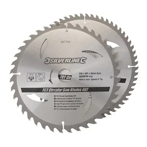 Silverline (991704) TCT Circular Saw Blades 40 60T 2pk 250 x 30 - 25 20 16mm