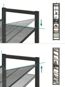 SONGMICS  Shoe Rack, 8-Tier Stackable Shoe Storage Shelf, Metal Shoe Organiser With Adjustable Flat Or Angled Shelves