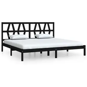 Berkfield Bed Frame Black Solid Wood Pine 200x200 cm