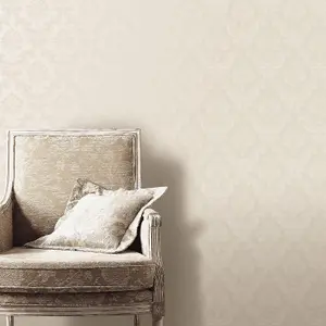 Galerie Simply Silks 4 Ivory Feathered Damask Embossed Wallpaper