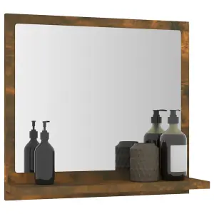 Berkfield Bathroom Mirror Smoked Oak 40x10.5x37 cm Engineered Wood