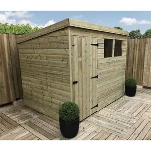 7 x 7 Garden Shed Pressure Treated T&G PENT Wooden Garden Shed - 2 Windows + Single Door (7' x 7' / 7ft x 7ft) (7x7)