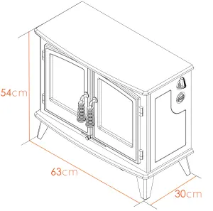 Adam Woodhouse Electric Stove in Pure White with Angled Stove Pipe in Pure White