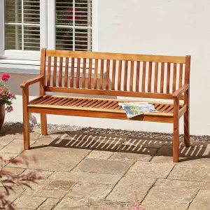 Acacia Hardwood 3-Seater Garden Bench, Water Resistant Furniture for Outdoor Patio & Decking, L149.5 x W62.5 x H90cm