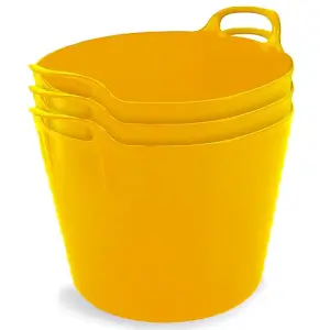 42L Yellow Flexi Tubs- Multi Purpose Flexible Storage Container Buckets- Set of 3