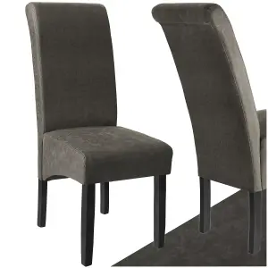 Dining Chair - ergonomic seat shape, high backrest, padded, faux leather - gray marbled