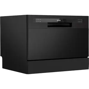 Compact Black Portable Dishwasher with 6 Place Settings for Small Kitchens